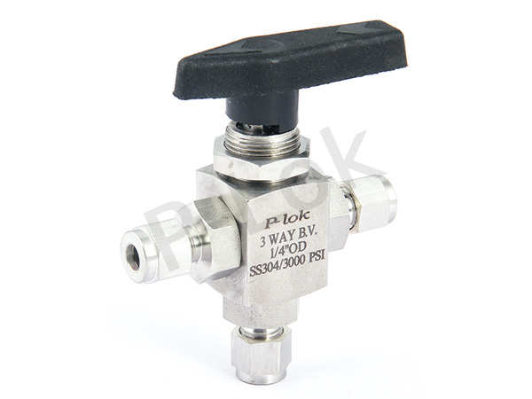 Three Way Ball Valve with Tube Fittings